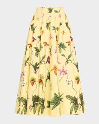 Orchid Poplin Fit-Flare Midi Skirt