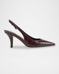 Dorie Croc-Embossed Leather Slingback Pumps