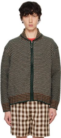 Bode Green & Orange Schenectady Sweater