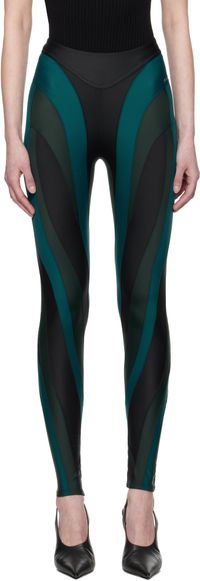 Mugler SSENSE Exclusive Black & Green Eco Sport Lycra Leggings