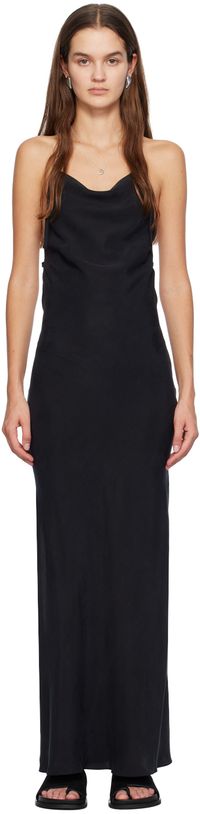 St. Agni Black Cowl Neck Maxi Dress