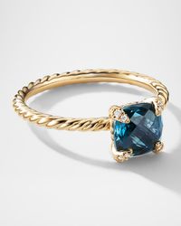 Petite Chatelaine Pave Ring in 18K Gold with Garnet