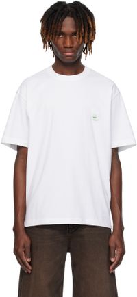 Solid Homme White Embroidered-Logo T-shirt