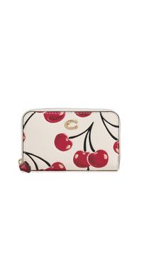 Coach Box Program Cherry Print Small Zip Around Wallet B4/Chalk Multi One Size