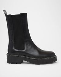 Leather Strass Combat Booties