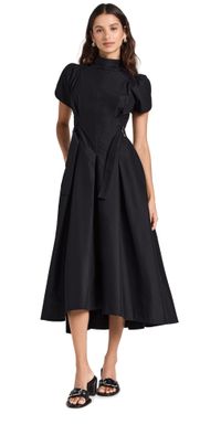 3.1 Phillip Lim Puff Sleeve Side Tie Flare Dress Black 12