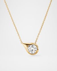 18K Yellow Gold LU Diamond Droplet Pendant Necklace