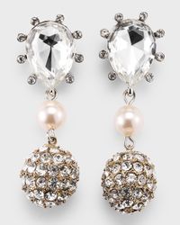 Cactus Crystal with Pearly Bead and Ball Earrings