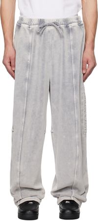 Alexander Wang Pantalon de survêtement gris à logo gaufré