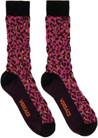 Versace Chaussettes roses à motif léopard