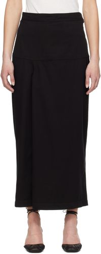 LEMAIRE Black Slit Denim Midi Skirt