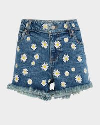 Warren Embroidered Denim Cutoff Shorts