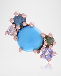 14k Rose Gold Turquoise & Diamond Mini Cluster Ear Climber, Right