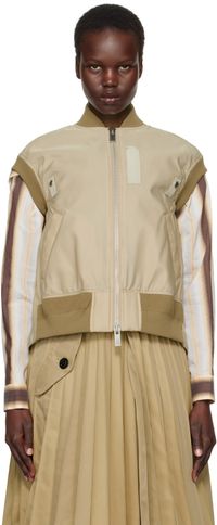 sacai Beige Nylon Twill Vest