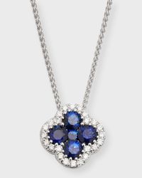 18k White Gold Diamond and Sapphire Pendant Necklace, 18"L, 1.51tcw
