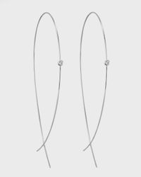 14K Gold Large Upside Down Hoops with Diamonds