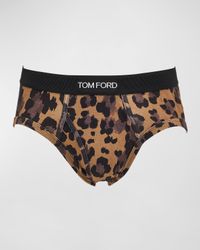 Men's Leopard-Print Cotton Jersey Briefs