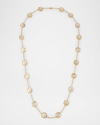 Baia Sommersa Long Necklace in 18K Yellow Gold with White Diamonds and Mother Of Pearl, 32"L