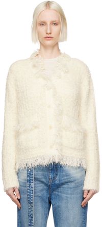 OPEN YY Off-White Y-Neck Cardigan