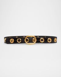 Ursula Stamped Croc-Embossed Leather Belt
