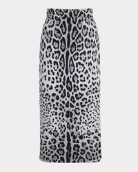 Leopard-Print Silk Charmeuse Midi Skirt