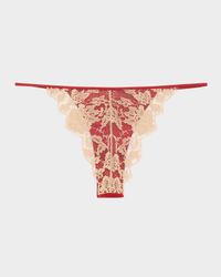 Orchid Floral Lace & Stretch Silk Thong