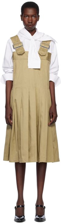 Comme des Garçons Comme des Garçons Khaki Cotton Twill Garment Washed Midi Dress