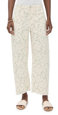 LE JEAN Utility Soft Barrel Jeans Lemon Floral 32