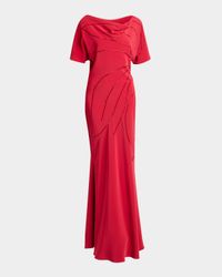 Embellished Cowl-Neck Gown