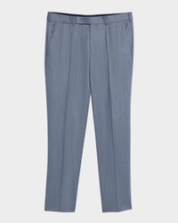 Men's Cavalry Twill Sharkskin Flat-Front Trousers