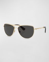 Logo Mixed-Media Aviator Sunglasses