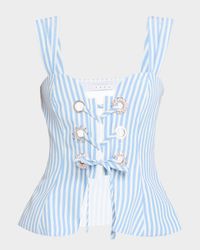 Crystal Grommet Laced Stripe Top