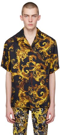 Versace Jeans Couture Chemise noire à motif Watercolor Couture