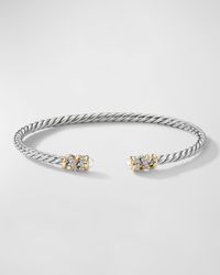 3mm Petite Helena Bracelet with Diamonds and 18K Gold in Silver
