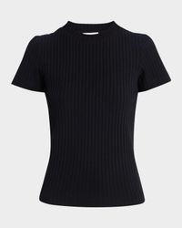Ribbed Short-Sleeve Crewneck Top