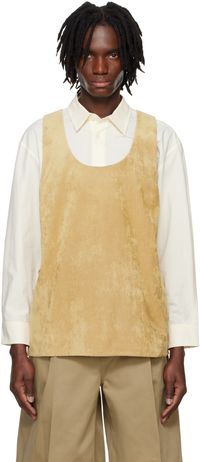 System Beige Velvet Tank Top