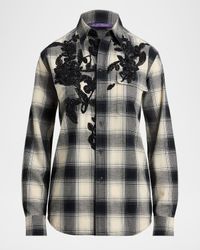 Leeann Embroidered Plaid Flannel Shirt