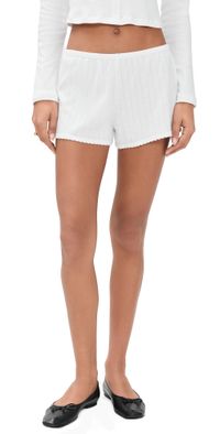Leset Pointelle Boxer Shorts White XS