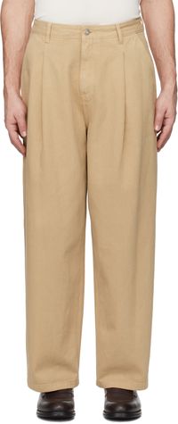LE17SEPTEMBRE Tan Over-Dyeing Wide Tuck Jeans