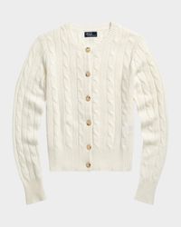 Cable-Knit Cashmere Crewneck Cardigan