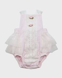 Girl's Grace Tiered Tulle Bubble Romper, Size Newborn-24M