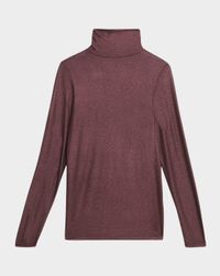 Metallic Long-Sleeve Turtleneck Top