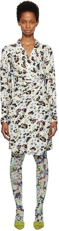 GANNI Off-White Floral Midi Dress