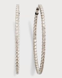 18k White Gold 28 Round Diamond 2" Hoop Earrings, 5.04tcw