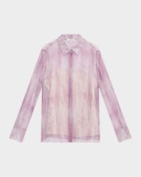 Scottie Button-Down Sheer Silk Blouse
