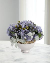 Blue Bayou 12" Faux Floral Arrangement in Porcelain Bowl