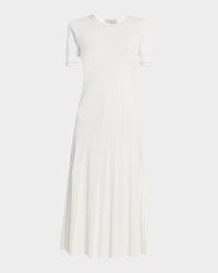 The Robin Pleated Bead-Trim Midi Sweater Dress