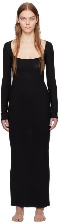 SKIMS Black Soft Lounge Long Sleeve Maxi Dress