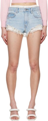Alexander Wang Short bleu à empiècement sous-jacent de style boxer en soie