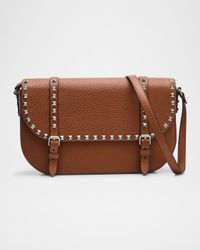 Men's Large Leather Rockstud Messenger Bag